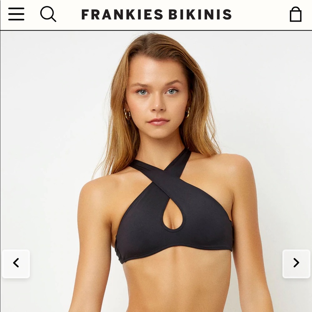 Frankie’s Black River Bikini Top Size Small